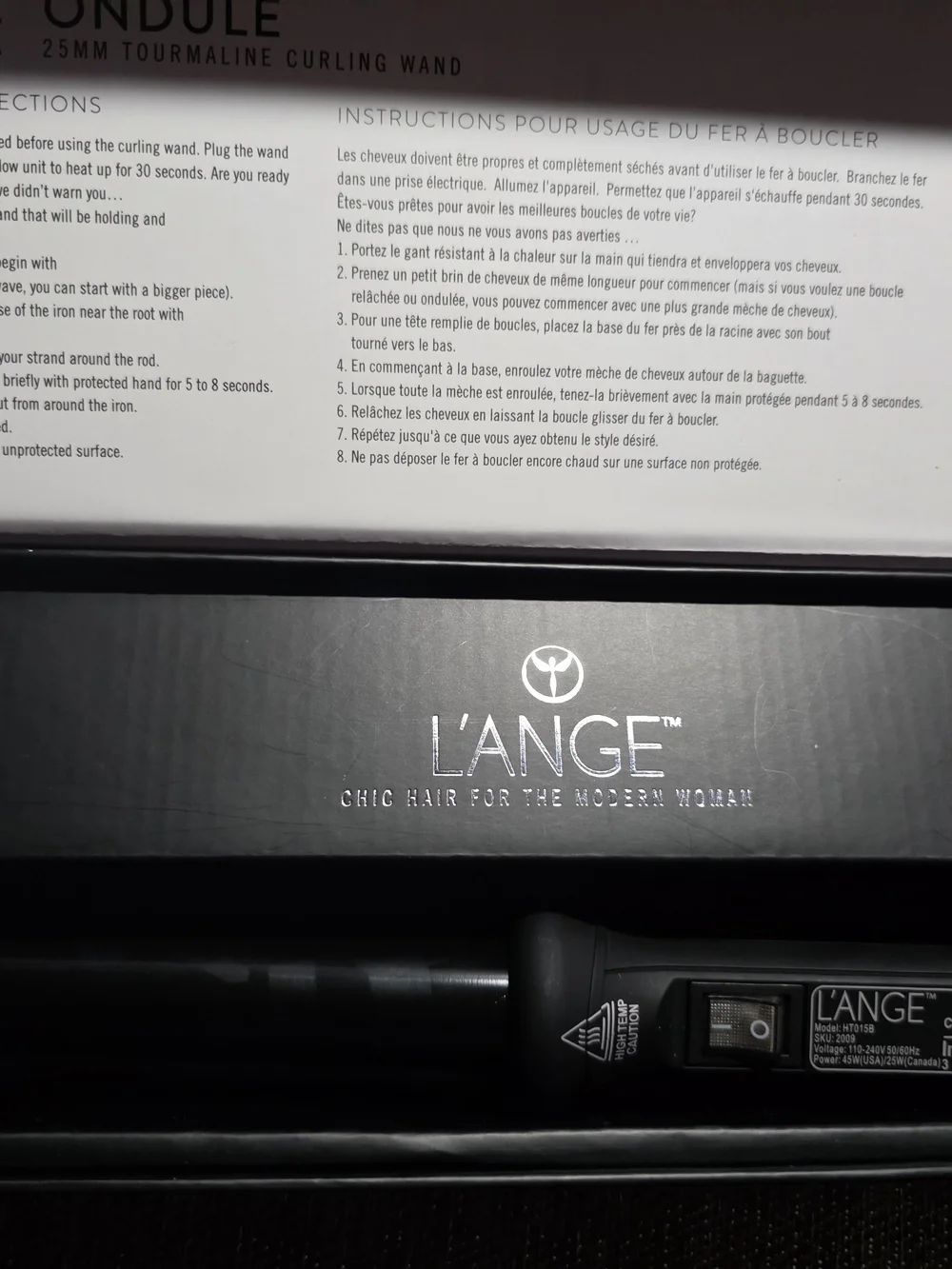 Lange Black 25mm Tourmaline  Curling Wand - Smooth Professional Styling